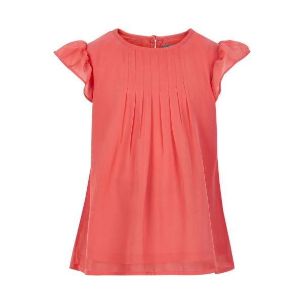 Creamie, Chiffon Blouse , spiced coral