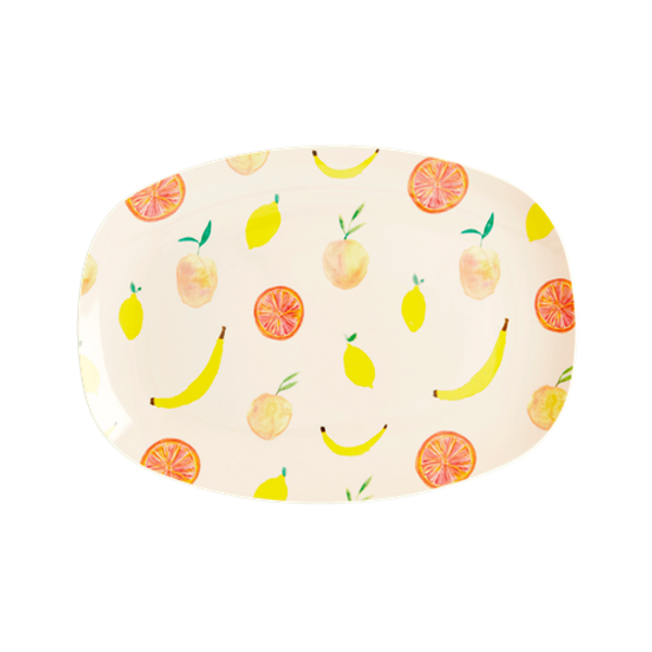 Rice, oval tallerken med printet happy fruits