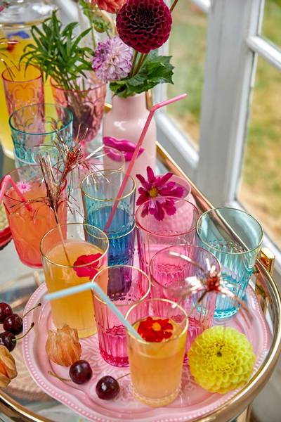 Rice, rosa glass med gullkant