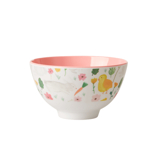 Rice, liten bolle i melamin, white easter print
