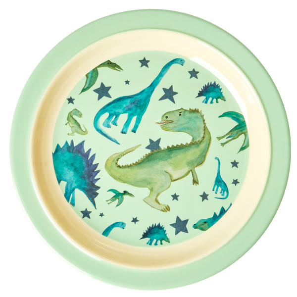 Rice,barnetallerken med dinosaurer