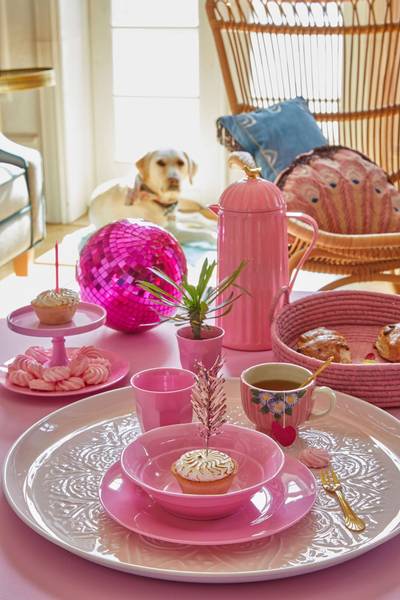 Rice, termokanne 1 l, bubblegum pink med gullfugl på lokket