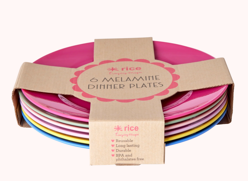 Rice, 6 pk middagstallerkener - multicolor