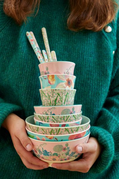 Rice, medium bolle i melamin, flower collage print